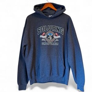 Solvang California Hoodie L Jerzees NuBlend Danish Style Pullover Sweatshirt